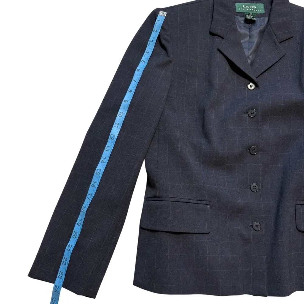 Lauren‎ Ralph Lauren Women's Windowpane Worsted Wool Blazer Skirt Suit Size 12